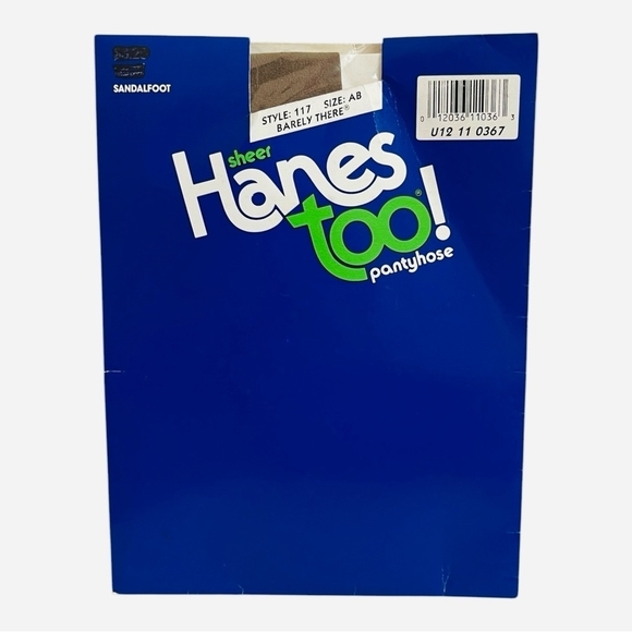 NIB Vintage HANES TOO Sheer Pantyhose Barely There Sandalfoot Tights Hosiery - Picture 2 of 3